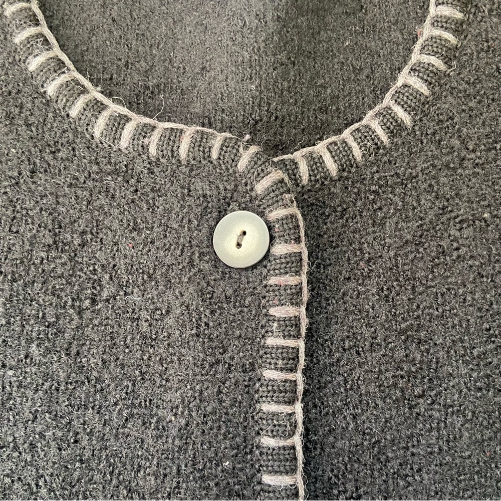 Vintage 100% Wool Black Cardigan Sweater - Picture 9 of 11
